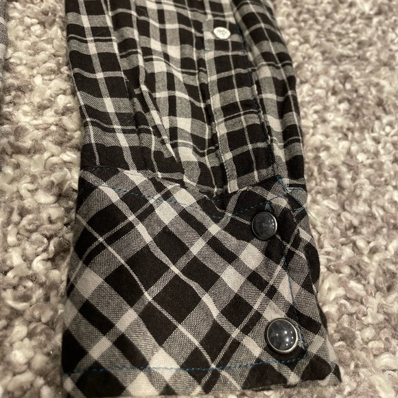 Plaid White & Black Western Button Down - Picture 8 of 10